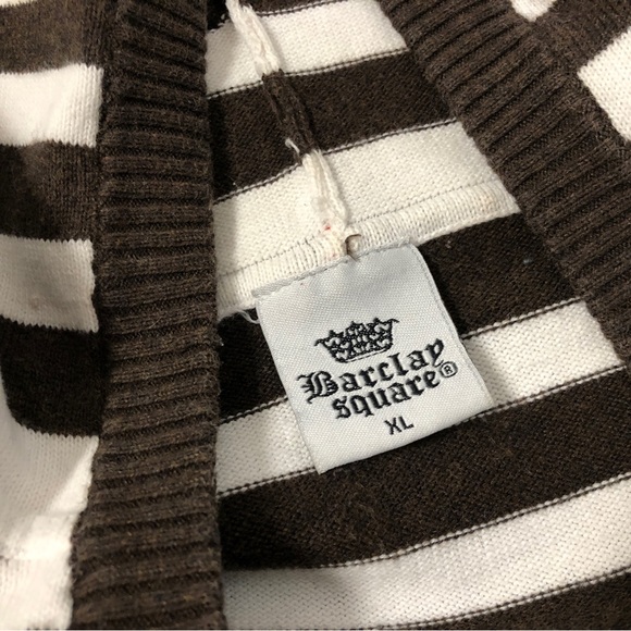 Striped brown/white hoodie sweater.  Cotton. Sz XL. - Picture 6 of 12